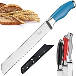 Orblue Serrated Bread Knife Ultra-Sharp Stainless Steel Professional Grade Bread Cutter Cuts Thick Loaves Effortlessly 8-Inch Blade with 4.9-Inch Handle Blue
