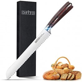 Serrated Bread Knife German High Carbon Stainless Steel Bread Slicing Knife Ergonomic Pakkawood handle and 10" wave blade Professional Grade Kitchen Knife Cake knife Gift box packaging
