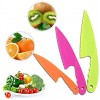 Plastic Kids Knife Set 3PCS Kid Safe Knives with Cut Resistant Gloves Ages 6-12 Serrated Edges BPA-Free Kid Knives for Real Cooking & Cutting Fruit Bread Cake Lettuce Salad