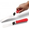 PUCKWAY Angled Icing Spatula Stainless Steel Offset Spatula Cake Spatula Set of 2 Red 6 8 inch