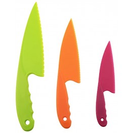RLECS 3PCS 3 Colors Nylon Kitchen Knife Plastic Knives Set For Fruit Bread Cake Salad Lettuce Knife
