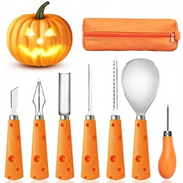 FEONRJIEY Halloween Pumpkin Carving Kit with Carrying Bag Pumpkin Carving Tools Professional Heavy Duty Stainless Steel Tools 7 Piece Pumpkin Carving Set for Kids and Adults Pumpkin