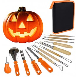 Halloween Pumpkin Carving Kit 13 Pieces Professional Stainless Steel Pumpkin Carving Tools  Pumpkin Carving Knife with Carrying Case Carve  Suitable for Kids Adults Sculpt Jack-O-Lanterns 13