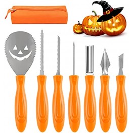 Halloween Pumpkin Carving Kit 7 PCS Stainless Steel Professional pumpkin cutting carving supplies tools Kit Pumpkin Carving Set with Carrying Case