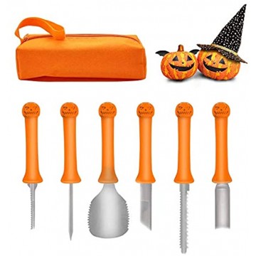 Halloween Pumpkin Carving Kit Professional Heavy Duty Stainless Carving Set for Halloween Decoration Jack-O-Lanterns Pumpkin Carving Set with Carrying Case 6Pcs