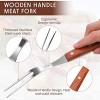 Meat Forks with Wooden Handle and Stainless Steel Carving Fork Barbecue Fork for Kitchen Roast 2 Pieces,13 Inch 10 Inch
