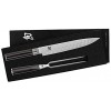 Shun Cutlery Classic 2-Piece Carving Set; Includes 9-Inch Hollow-Ground Slicing Knife and Carving Fork; Narrow Blade Cleaner Cuts Easily Hold Food in Place Hand-Sharpened; Beautiful Gift-Boxed Set