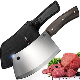 Cleaver Knife Big Butcher Fixed Blade Knife Meat Bone Vegetable Fruit Knife Indoor Outdoor Cooking Utensil Chef's Knives Camping Kithcen Knofe for Men Women FBCB 01