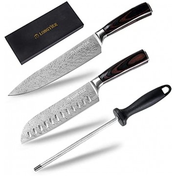 Kitchen Knife Set Professional High Carbon Stainless Steel Japanese Chef Knife Set Including 8-inch Chef's Knife 7-inch Santoku Knife and Sharpening Rod The Best Choice for Kitchen & Restaurant