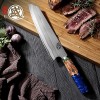 MITSUMOTO SAKARI 8 inch Japanese Kiritsuke Chef Knife Hand Forged 67 Layers 440C Damascus Steel Kitchen Knives Professional Meat Sushi Chef's Knife Blue Pomegranate Handle & Gift Box