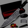 MOSFiATA 8 Super Sharp Professional Chef's Knife with Finger Guard and Knife Sharpener German High Carbon Stainless Steel EN1.4116 with Micarta Handle and Gift Box
