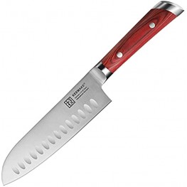 Santoku Knife 7 inch Kitchen Knife,Sharp Japanese Chef Knife,German High Carbon Stainless Steel Asian Knife with Ergonomic Pakkawood Handle- Keemake