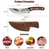 SAWKIT Boning Butcher Knife Meat Cleaver Knives High Carbon Steel with Leather Sheath Hand Forged Fillet Knife Chefs Knives with for Vegetable Kitchen BBQ Camping Hiking
