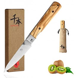 SENBON 440A stainless steel Ultra sharp pocket foldable Japanese peeling utility knife Natural Olive Handle Camping trip Outdoor Portable knife