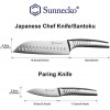 Super Sharp Kitchen Chef Knife Knives Set of 6.5 inch Japanese Santoku Knife & 3.5 Paring Knife High Carbon German Stainless Steel 1.4116 with Ergonomic Integrated Handle by Sunnecko