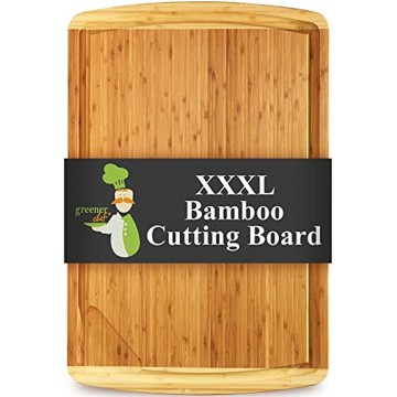 30 x 20 Inch MASSIVE XXXL Extra Large Bamboo Cutting Board – Wooden Carving Board for Turkey Meat Vegetables BBQ LARGEST Wood Butcher Block Boards with Handles Juice Groove Pour Spout