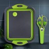 Collapsible Cutting Board HI NINGER Chopping Board Kitchen with Multi-use Scissors Foldable Camping Dishes Sink Space Saving 3 in 1 Multifunction Storage Basket for BBQ Prep Picnic Camping Green