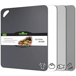 Flexible Plastic Cutting Board Mats in Unique Modern Neutral Colors With Food Icons & Easy-Grip Handles Fotouzy BPA-Free Non-Porous 100% Non-slip Back and Dishwasher Safe Set of 4