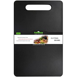 Fotouzy Plastic Utility Cutting Board with Handles Food Safe PP Material BPA Free Dishwasher Safe Thick Chopping Board Large Size 15.5 x 10 Easy Grip Handle for Kitchen Black