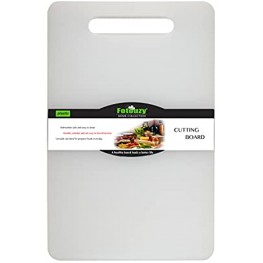 Fotouzy Plastic Utility Cutting Board with Handles Food Safe PP Material BPA Free Dishwasher Safe Thick Chopping Board Large Size 15.5 x 10 Easy Grip Handle for Kitchen White