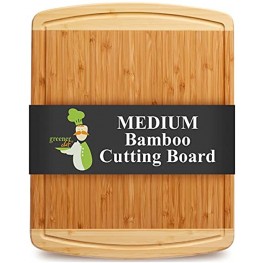 Greener Chef Bamboo Cutting Board Lifetime Replacement Cutting Boards for Kitchen Organic Wood Butcher Block and Wooden Carving Board for Meat and Chopping Vegetables Medium