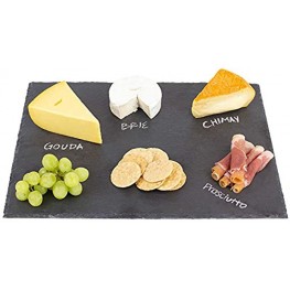 Home Basics Black Modern Slate Cheese Platter Tray 12" x 16" Cutting Board