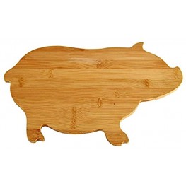 HOME-X Pig-Shaped Bamboo Reversible Cutting Board and Serving Tray Cheese Board Kitchen Tray or Fruit Platter-Natural Color-15 5 8" x 9 1 2" x 5 8"