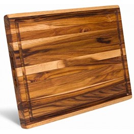Large Teak Wood Cutting Board with Juice Groove | Thick Edge Grain Carving Block with Hand Grips 24x 18x 1.5 Inch | XXX-LARGE