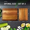 Modern Acacia Wood Cutting Board Set 2 Piece Caperci Better Kitchen Cheese Serving Board with Juice Groove 14 x 11 & 11 x 8 Inch