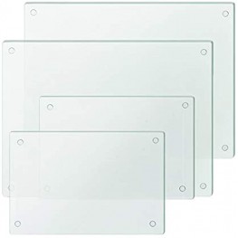 Murrey Home Glass Cutting Board Clear Tempered Set of 4 Non Slip Glass Trays for Kitchen Countertop Heat Resistant No Stain 11.75"x15.75" & 7.75"x11.75"