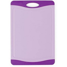 Neoflam Microban Antimicrobial Protection Cutting Board 11'' Stain & Odor BPA Free Reversable Juice Groove Non-Slip EZ Grip Handle Dishwasher Safe Kitchen Use for Chopping Food Prep Purple
