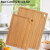 Optimal Bamboo Cutting Boards for Kitchen 2 Pieces Caperci Wood Chopping Board Set with Juice Groove for Meat Butcher Block Vegetables Cheese Serving Tray