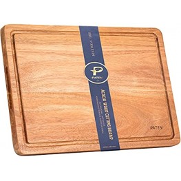 Paten Cutting Board Wood Cutting Boards for Kitchen,Acacia Wood Cutting Board with Handle,Wooden Chopping Board with Juice Groove for Meat and Vegetables,17x12inches