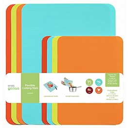 Simply Genius 8 Piece Extra Thick Cutting Boards for Kitchen Prep Non Slip Flexible Cutting Mat Set Dishwasher Safe BPA Free Plastic Colorful Chopping Mats for Meat and Vegetables