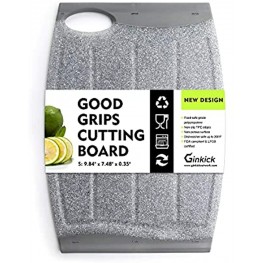 Small Plastic Cutting Board 7.48" Mini Cutting Board for Small Kitchen Task Non Slip Cutting Board Unique Design with Multiple Juice Grooves! BPA Free Dishwasher Safe Easy Grip Handle Grey