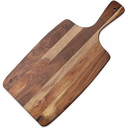 TEMEXE Acacia Wood Cutting Board Paddle Cutting Boards with handle for Meat Cheese Bread Vegetables &Fruits- Knife Friendly Kitchen Butcher Block,Serving Tray，Cracker Platter，18.5 x 8.7 Inch