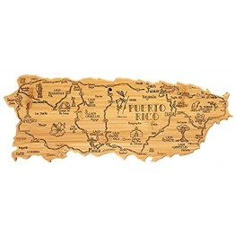 Totally Bamboo Destination Puerto Rico Shaped Serving and Cutting Board Includes Hang Tie for Wall Display