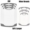 ZVP Extra Large Cutting Board for Kitchen Set of 4 Plastic Chopping Boards with Knife Easy Grip Handle Juice Groove BPA Free Dishwasher Safe Non Slip Non Porous White Gray