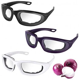 3 PCS Onion Goggles Glasses Anti-Fog No-Tears Kitchen Onion Glasses with Inside Sponge Kitchen Gadget for Chopper Onion Tearless BBQ Cooking Grilling Eye Protector for Men Women Cleaning Kitchen