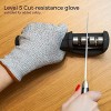 4-in-1 Kitchen Knife Accessories: 3-Stage Knife Sharpener Helps Repair Restore Polish Blades and Cut-Resistant Glove Black