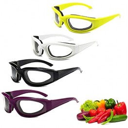 4 Pack Onion Goggles Glasses Anti-Fog No-Tears Kitchen Onion Glasses with Inside Sponge Kitchen Gadget for Chopping Onion Tearless BBQ Grilling Dust-proof for Men Women Cleaning Kitchen