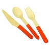 6.25 Wooden Cutlery Sets with Color Block 48 Total Pieces Orange & Black