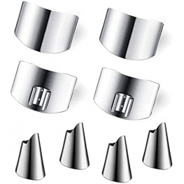 GG.Goods 8PCS Stainless Steel Finger Guards for Cutting and Thumb Guard Peelers for Nuts,Kitchen Safe Slice Tool Avoid Hurting When Slicing and Chopping