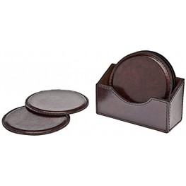 Ricci Argentieri Leather Coaster Set of 4 Brown