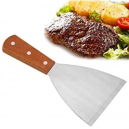 Stainless Steel Beefsteak Spatula Wood Handle Non-Stick Heat- BBQ Grill Beefsteak Spatula Turner Cooking Tool for Kitchen Restaurants