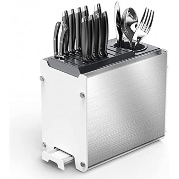 20 Slot Knife Block Without Knives Universal Knifes Holder For Kitchen Countertop or Wall-Mounted Cutlery Knife& Fork Spoon Storage Rack,Convenient and Space-saving Silver
