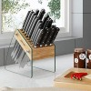23 Slot Clear Knife Block Without Knives,Kitchen Knife Holder Organizer Stand Durable Bamboo Knife Dock Rack for Kitchen Cutlery Storage Accessories