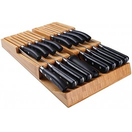 Bamboo In-Drawer Removable Knife Block Set for 16 KnivesNot Included Large Washable Kitchen Knife set Detachable Kitchen Storage Holder for Sharpening Steel and Cutter