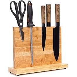 BoxedHome Bamboo Magnetic Knife Storage Cutlery Holder Stand Block Kitchen Tools