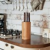 CASAMOR Premium Bamboo Wood Knife Holder. Universal Knife Block without Knives. Wooden Dock Storage and Organizer for Kitchen Counter. Cylinder Display Stand with Insert Includes Knife Sharpener
